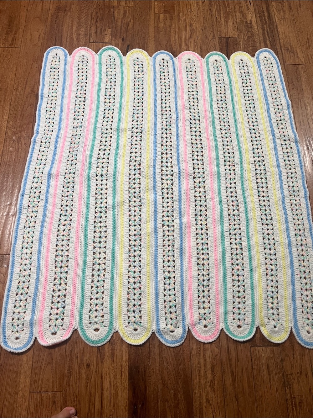 New Handmade Crochet Baby Blanket - Pastel Stripe baby gift afghan 43x50